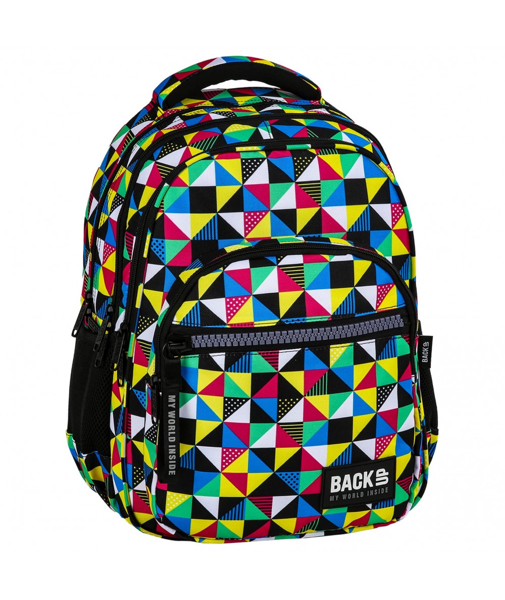 Plecak szkolny BackUP w kolorowe trójkąty M34