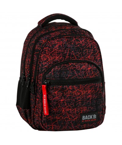Plecak szkolny BackUP lawa czerwone kreski dla chłopca M47