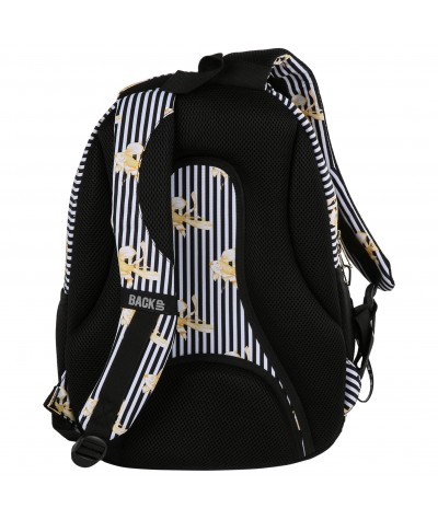 Czarno-biały plecak szkolny ze złotą rybką dla dziewczynki BackUP N16 szelki
