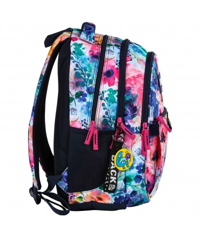 Kolorowy plecak szkolny w kwiatki akwarela dla dziewczynki BackUP N28