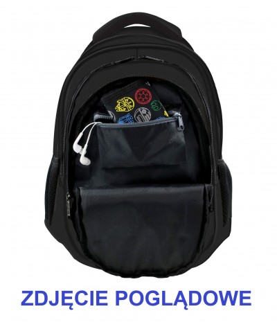 Czarny plecak szkolny z pieskiem chihuahua dla dziewczynki BackUP N81 środek 3
