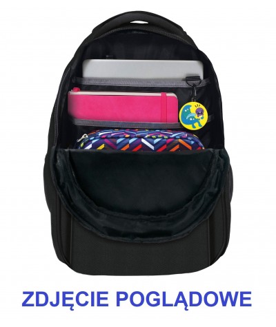 Miętowy plecak szkolny młodzieżowy z leniwcami 3 komory BackUP A21 środek 2