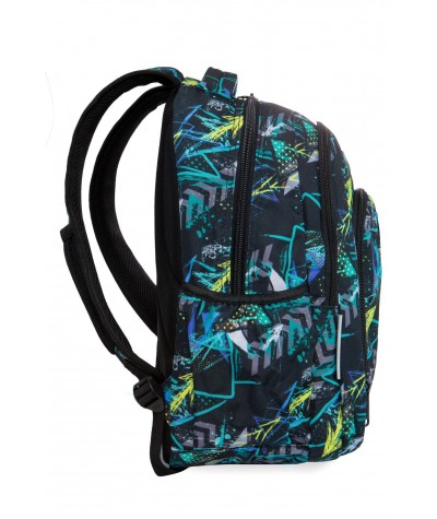 Dwukomorowy plecak szkolny w strzałki z portem USB CoolPack Scribles Strike L