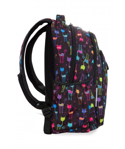 Kolorowy plecak szkolny z kotami port USB CoolPack Cats Strike L bok