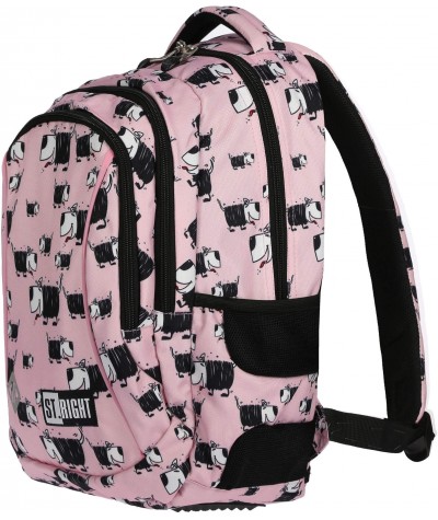 Różowy plecak do 1 klasy w pieski dla dziewczynki ST.RIGHT DOGS BP26 bok