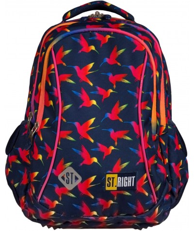 Plecak do 1 klasy w ptaki dla dziewczynki ST.RIGHT RAINBOW BIRDS BP26 kolorowe kolibry