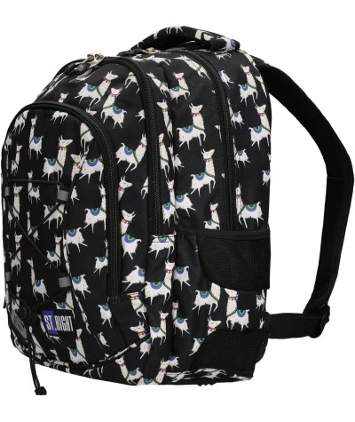 Czarny plecak szkolny z lamą lamy dla dziecka ST.RIGHT Lamas BP32 kieszeń na bidon