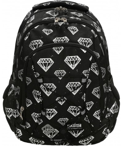 Czarny plecak szkolny w diamenty dla dziewczynki ST.RIGHT Diamonds BP32 brylanty