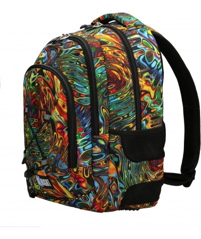 Kolorowy plecak szkolny w maziaje illusion ST.RIGHT Abstraction BP32 kieszeń na bidon