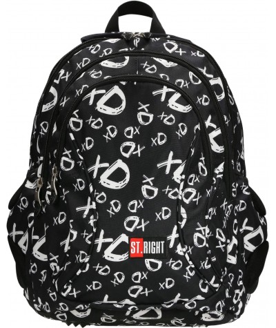 Plecak szkolny XD czarny z napisami trzykomorowy ST.RIGHT xD BP02