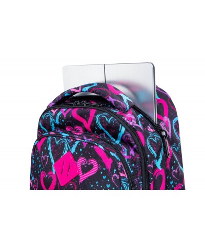Kolorowy plecak na kółkach w serduszka CoolPack Drawing Hearts Junior na laptop