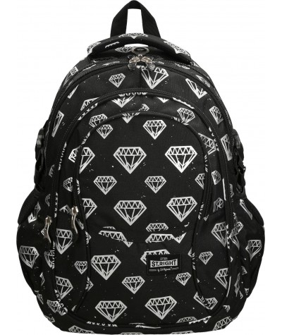 Czarny plecak szkolny w diamenty dla dziewczyny ST.RIGHT DIAMONDS BP01 brylanty