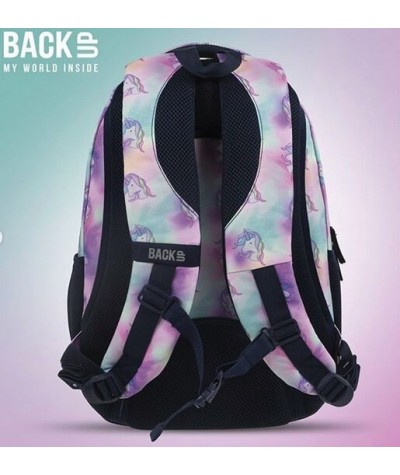 Tęczowy plecak szkolny Unicorn z jednorożcem dla dziewczynki BackUP H15 tył