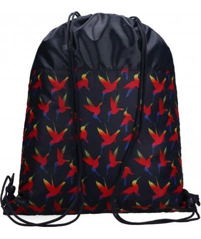 Worek na buty WF w kolorowe barwne ptaki ST.RIGHT RAINBOW BIRDS SO01 czarny w kolibry