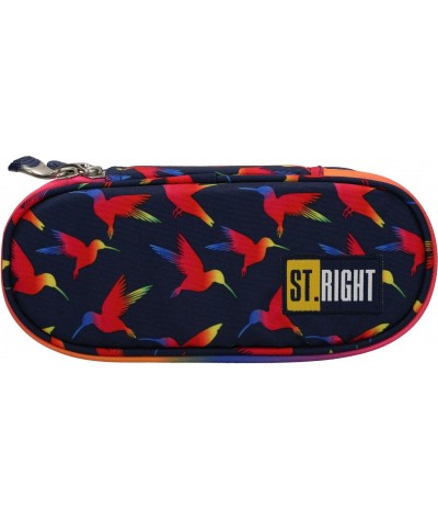 Szkolny piórnik saszetka z klapką kolorowe kolibry ST.RIGHT RAINBOW BIRDS PC01 HIT