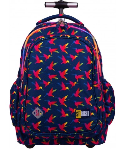 Kolorowy plecak na kółkach w ptaki dla dziewczynki ST.RIGHT RAINBOW BIRDS TB-01