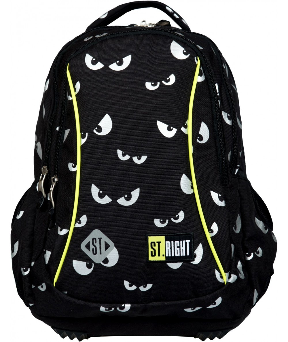 Plecak dla dziecka do szkoły ST.RIGHT SILVER EYES czarny z oczami BP26