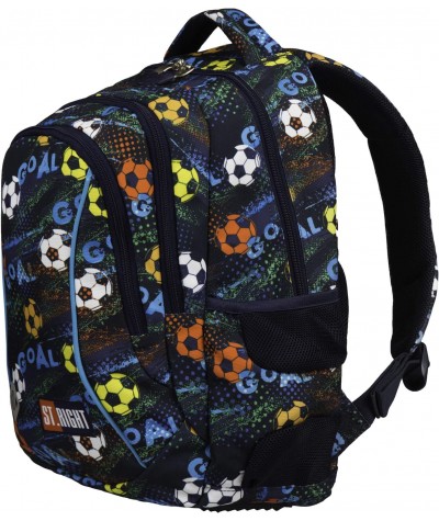 niebieski plecak do pierwszej klasy z piłką nożną dla chłopca ST.RIGHT GOAL BP26