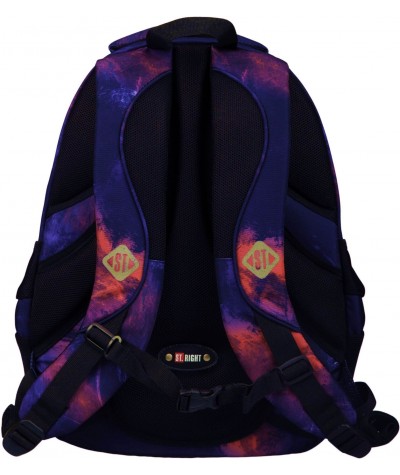 Modny plecak szkolny młodzieżowy z ogniem lawą profilowe plecy ST.RIGHT FLAMES BP04