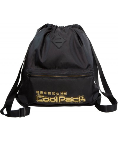 Plecak worek na plecy CoolPack CP URBAN SUPER GOLD czarny ze złotym napisem