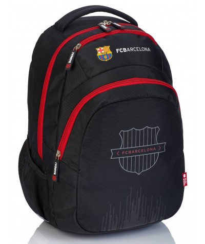 Plecak szkolny młodzieżowy FC Barcelona FC-239 czarny z czerwonymi zamkami
