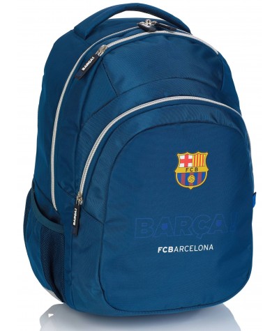 Plecak szkolny młodzieżowy FC Barcelona FC-246 granatowy ze srebrnymi zamkami