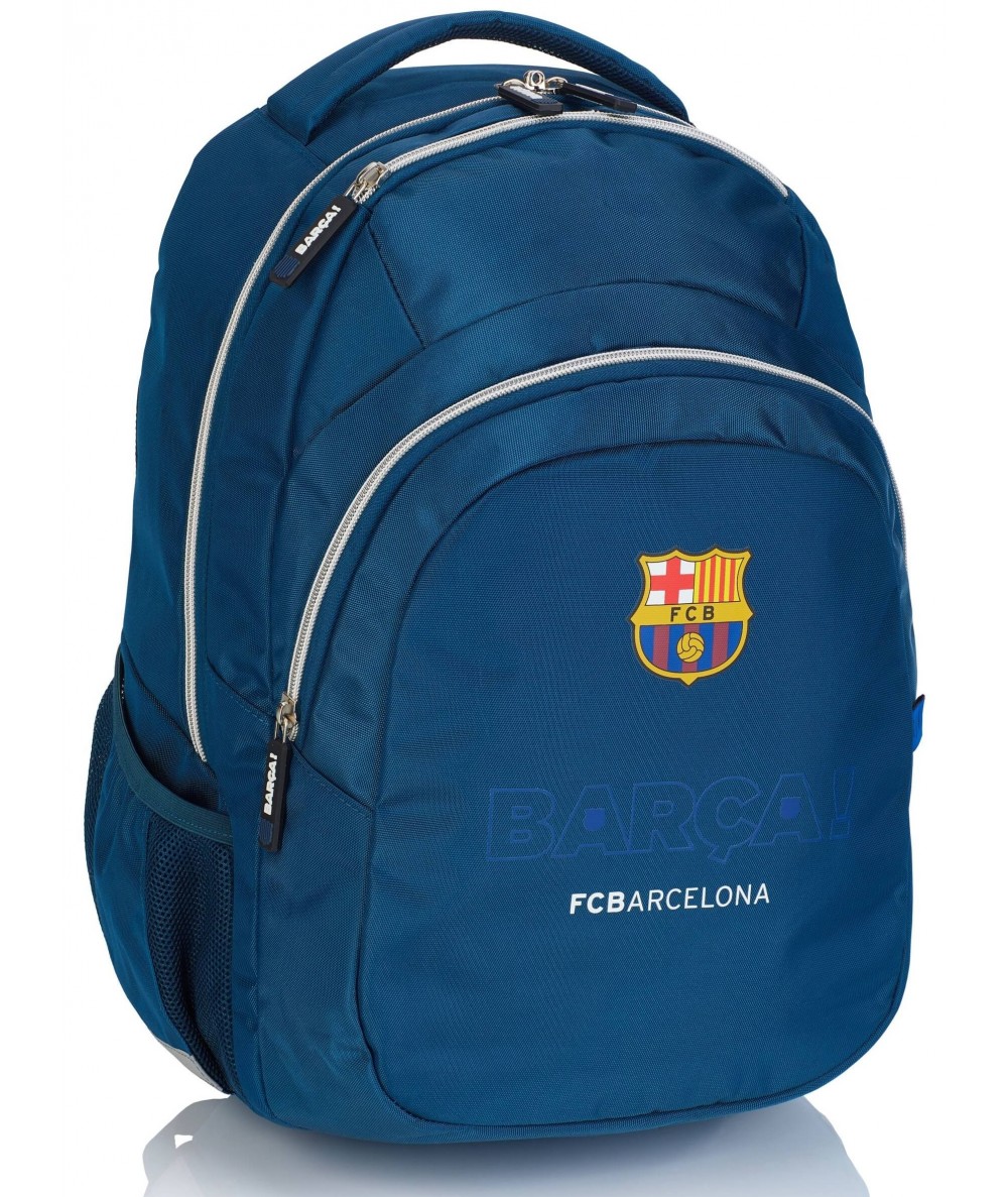 Plecak szkolny młodzieżowy FC Barcelona FC-246 granatowy ze srebrnymi zamkami
