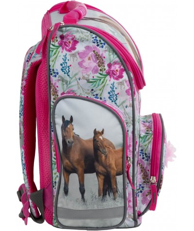Tornister dla pierwszoklasistki z koniem dla dziewczynki I Love Horses pastelowy