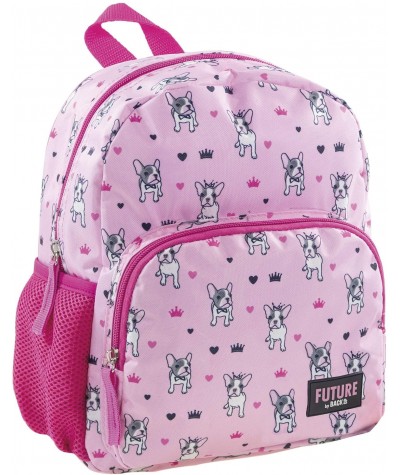 Plecak dla przedszkolaka z buldogami FUTURE BY BACKUP różowy dla dziewczynki