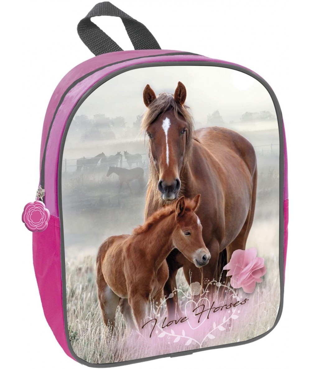 Plecak do przedszkola z koniem I LOVE HORSES pastelowy z końmi konie