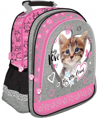 Plecak z kotkiem kotem szkolny do 1 klasy My Little Friend różowy