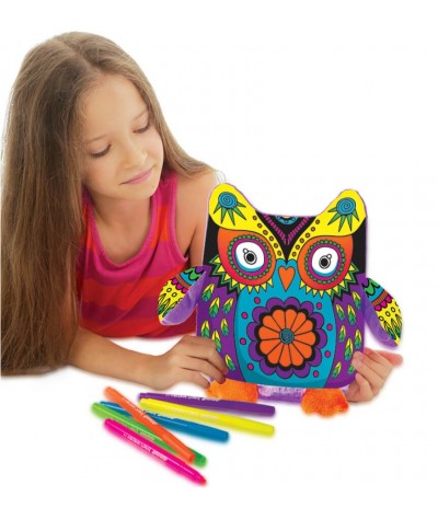 Poduszka sowa dla dziewczynki Colorino do samodzielnego kolorowania DIY pluszak pisaki