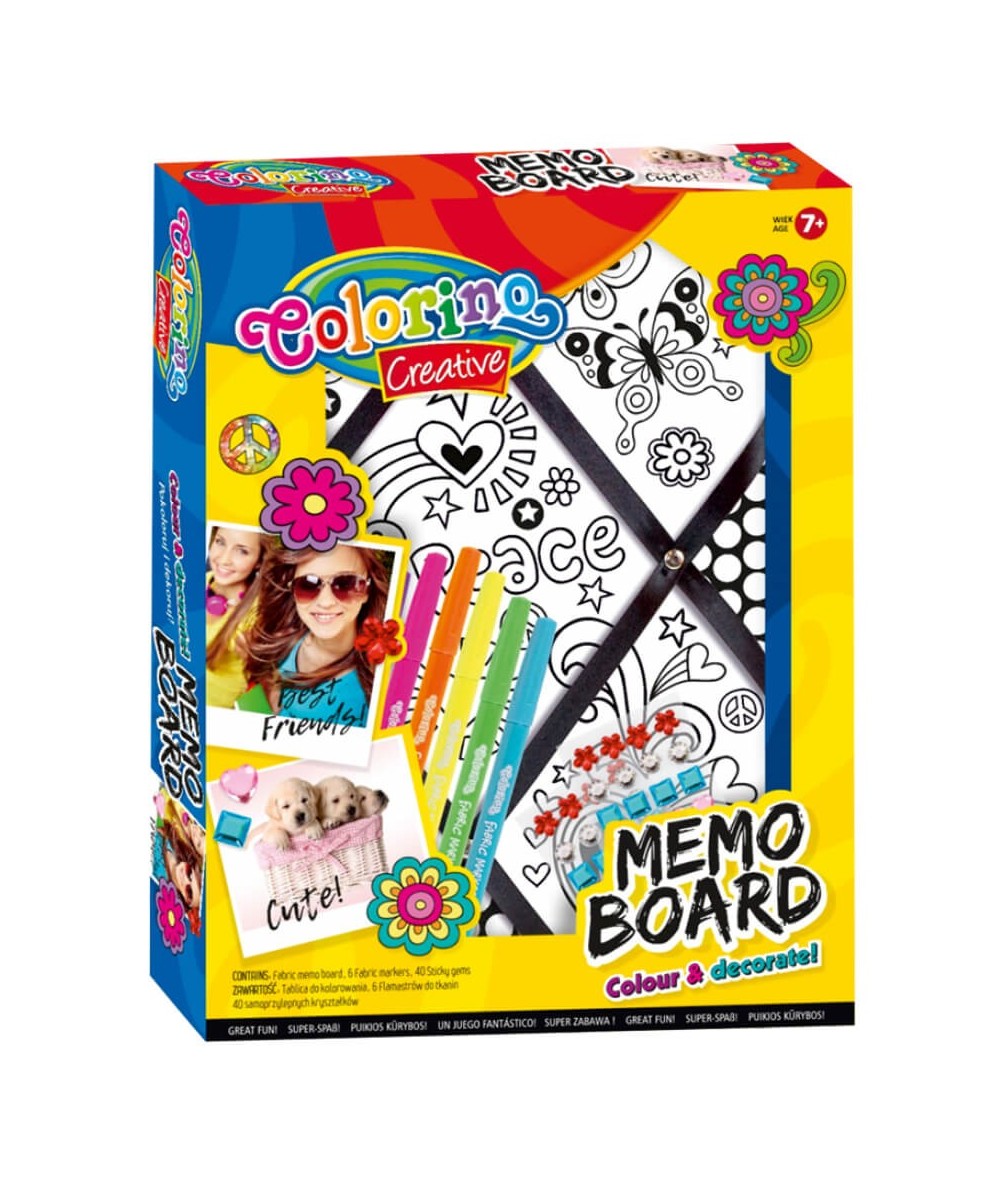 Tablica na notatki COLORINO MEMO BOARD do kolorowania pisakami DIY dla dziewczynki