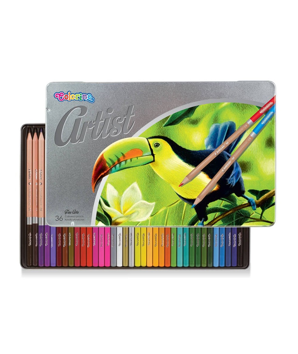 Kredki colorino Artist 36 - Zestaw kredek ołówkowych w metalowym pudełku