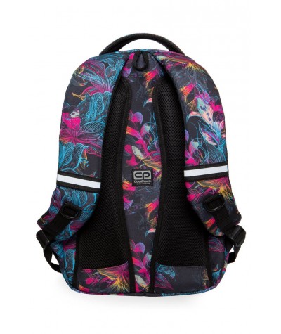 Czarny plecak młodzieżowy w kwiaty z profilowanymi plecami CoolPack Vibrant Bloom Basic Plus