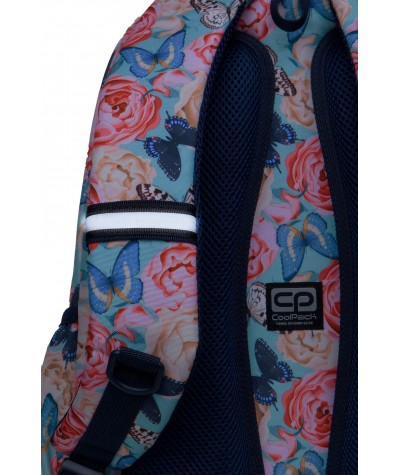 Bezpieczny plecak młodzieżowy z odblaskami w róże i motyle CoolPack Butterflies Basic Plus