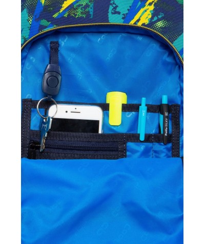 Kolorowy plecak młodzieżowy w plamki CoolPack Abstract Yellow Basic organizer