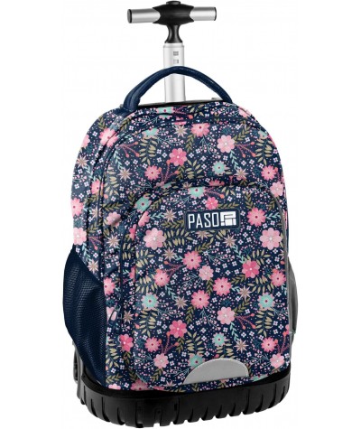 Plecak szkolny na kółkach w kwiatuszki dla dziewczynki Paso
