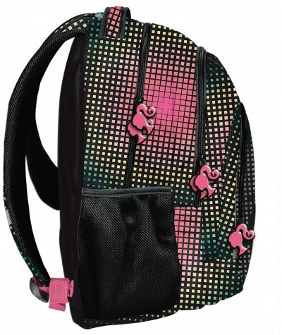 Trzykomorowy plecak szkolny młodzieżowy Barbie w pixele kratkę dla dziewczyny Paso