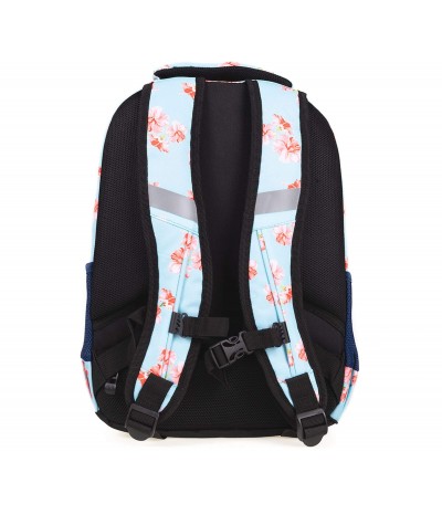 Błękitny plecak szkolny z kotwicą w kwiaty i paski Strigo Nature Misty