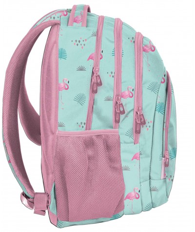 Pastelowy plecak szkolny młodzieżowy z flamingami Paso dla dziewczyny