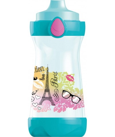 BIDON NA WODĘ Różowo-turkusowa butelka ergonomiczna z uchwytem Maped Picnik Paris