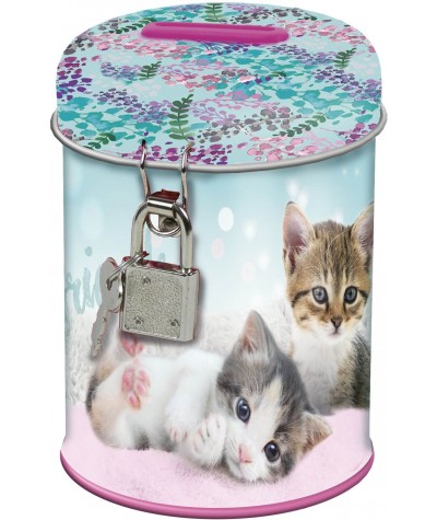 Skarbonka z kłódką dla dziecka słodkie kotki Cleo & Frank metalowa