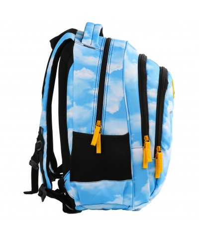 Niebieski plecak z bocznymi kieszonkami na bidony szkolny młodzieżowy w chmury 2 komory BackUP H32