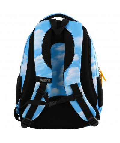 Niebieski plecak szkolny młodzieżowy z regulowanymi szelkami w chmury 2 komory BackUP H32