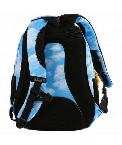 Niebieski plecak z profilowanymi plecami szkolny młodzieżowy w chmury 2 komory BackUP H32