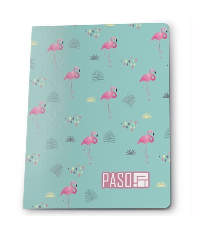 Zeszyt A5 60k. w kratkę PASO miętowy w różowe flamingi