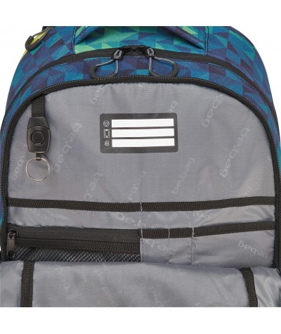 Zielon-niebieski plecak z ganizerem trzykomorowy szkolny na laptopa Herlitz be.bag