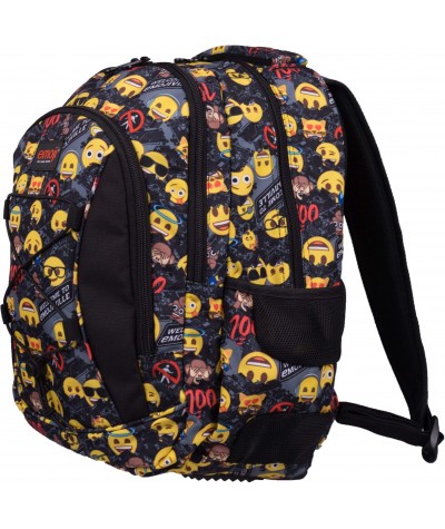 Czarny plecak z gumą na bluzę szkolny w żółte emotikony emotki ST.RIGHT EMOJII BP32