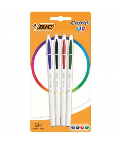 Długopisy BIC Cristal UP (niebieski, czarny, zielony, czerwony) - 4szt